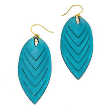Load image into Gallery viewer, Ikhaka Teal Leather Earrings
