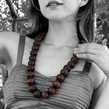Load image into Gallery viewer, Dark Wooden Bead Necklace
