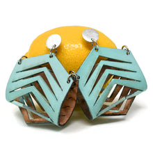 Load image into Gallery viewer, Grand Arch Blue Leather Earrings

