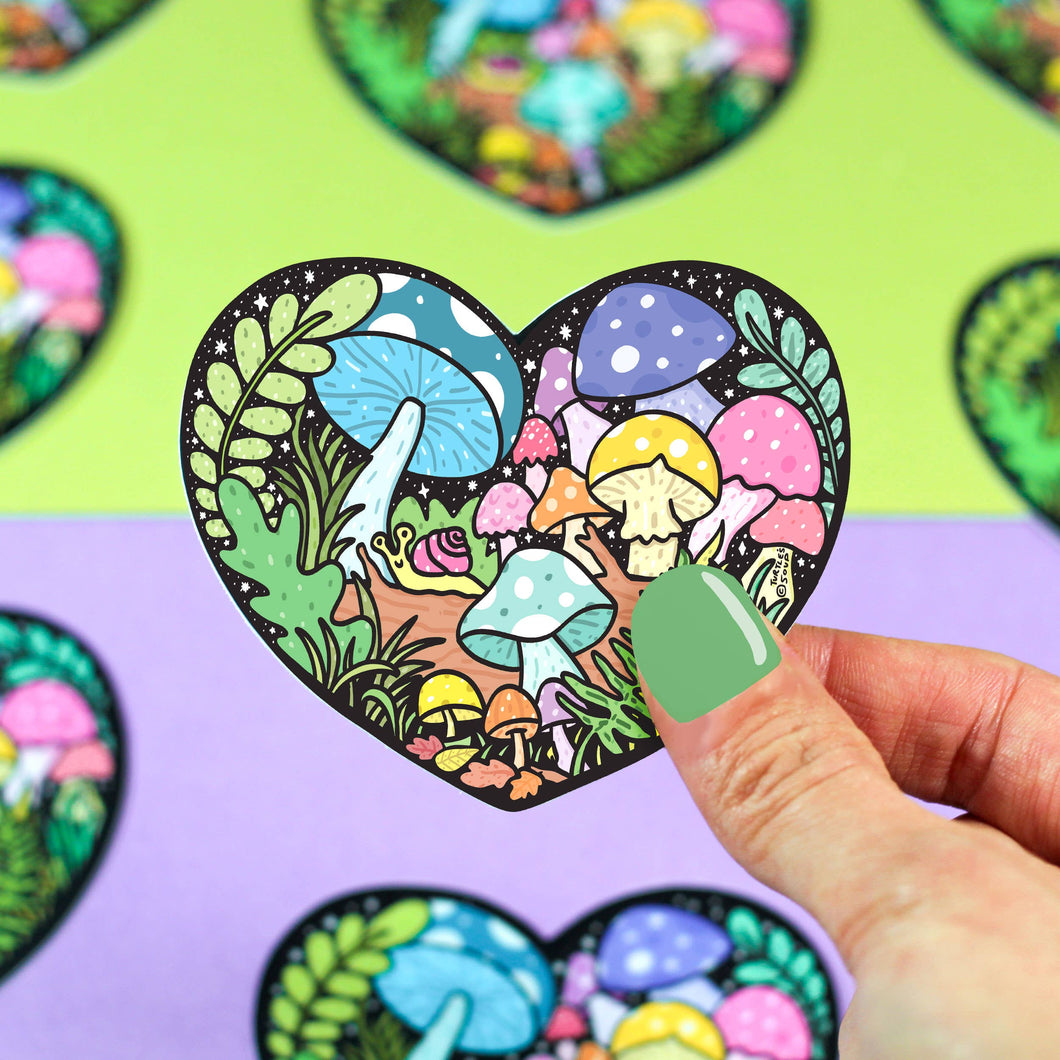 mushroom heart sticker