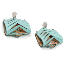 Load image into Gallery viewer, Grand Arch Blue Leather Earrings
