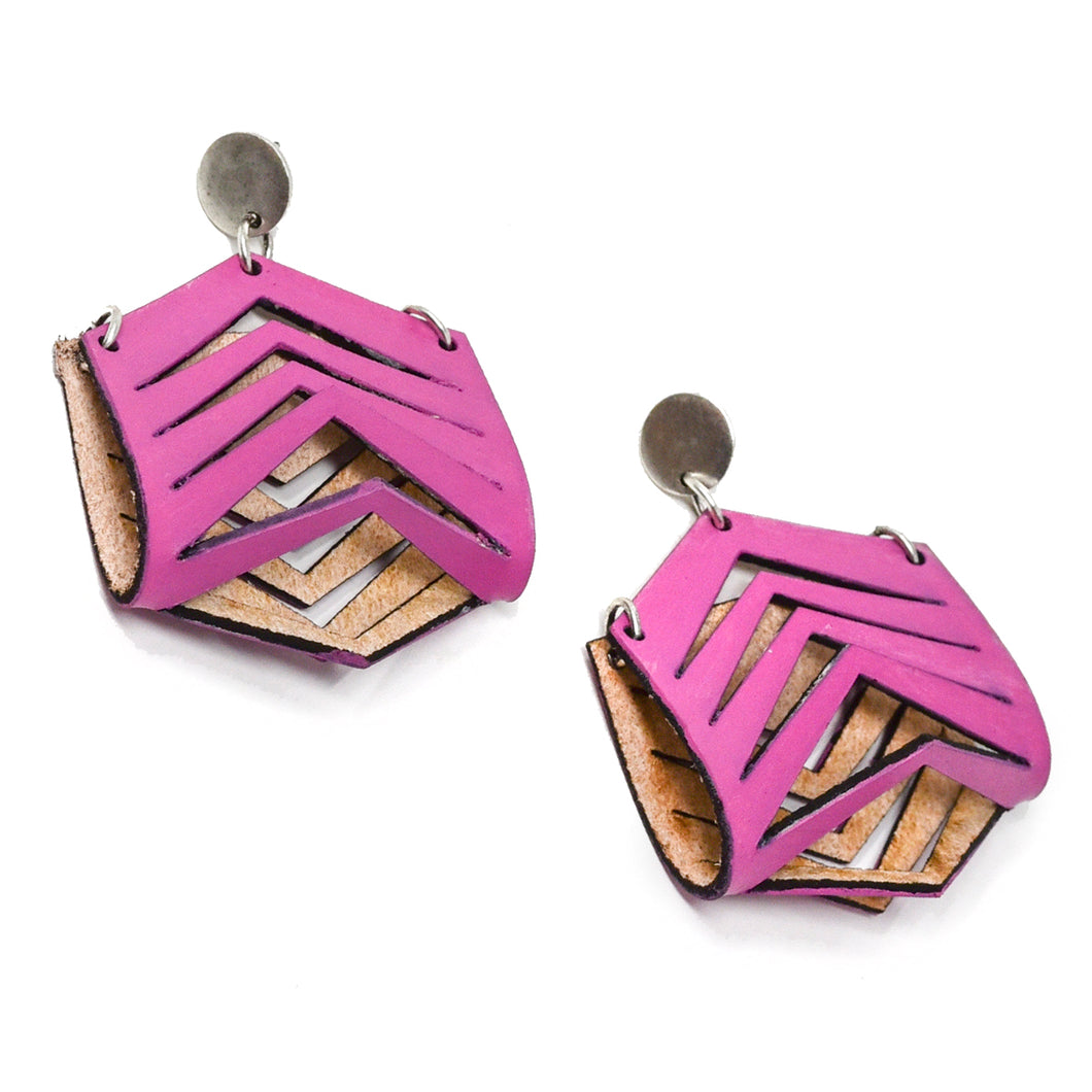 Grand Arch Pink Leather Earrings