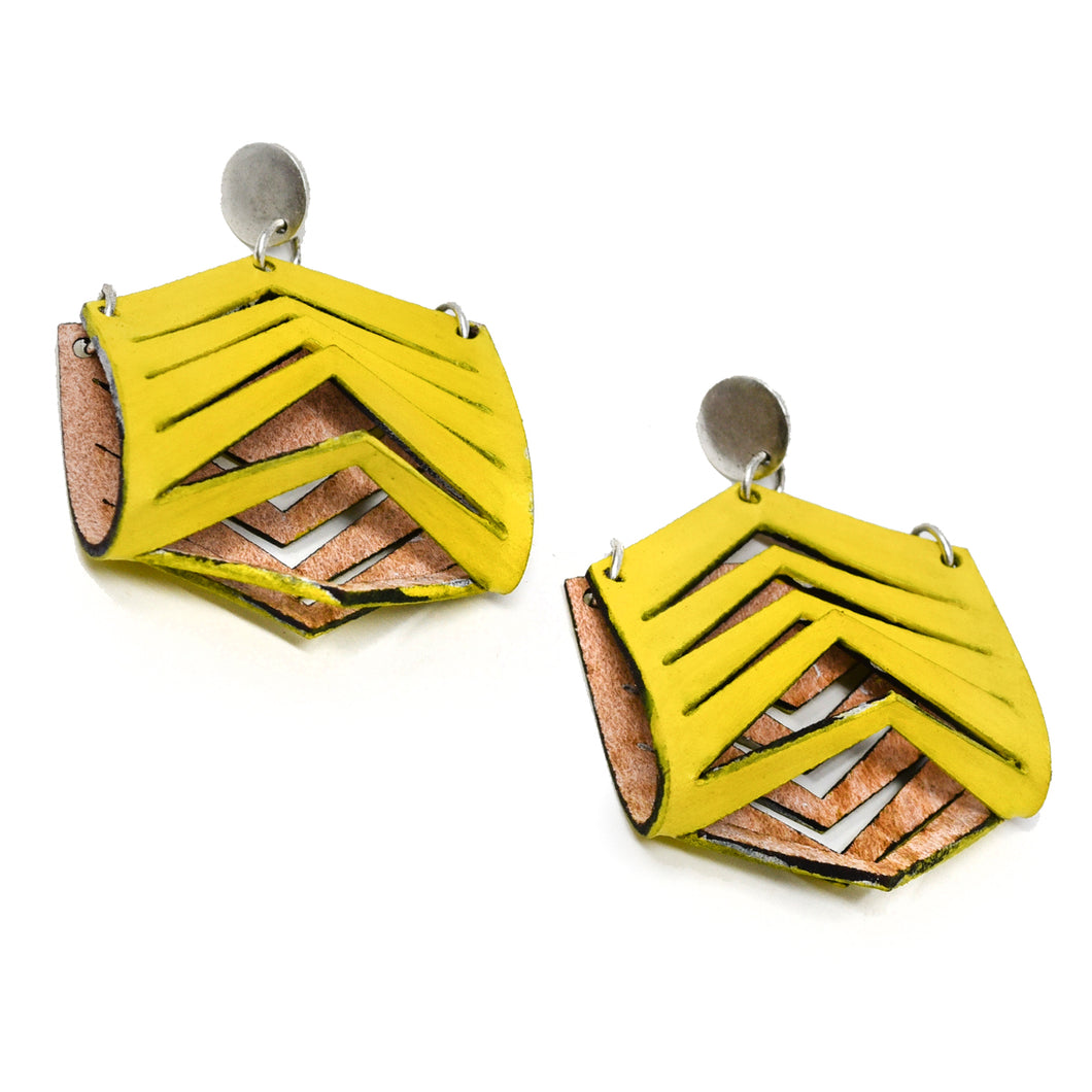 Grand Arch Yellow Leather Earrings