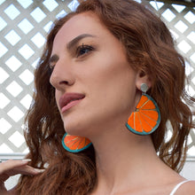 Load image into Gallery viewer, Slice Of Life Orange Leather Earrings
