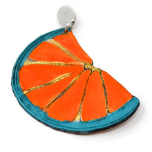Load image into Gallery viewer, Slice Of Life Orange Leather Earrings

