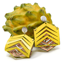 Load image into Gallery viewer, Grand Arch Yellow Leather Earrings
